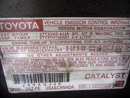 2002 Toyota Camry LE Gray 2.4L AT #Z24640